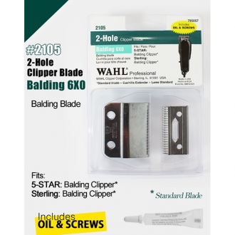 Wahl Professional 2-Hole Clipper Blade Balding 6X0 Balding Blade Oil Screw